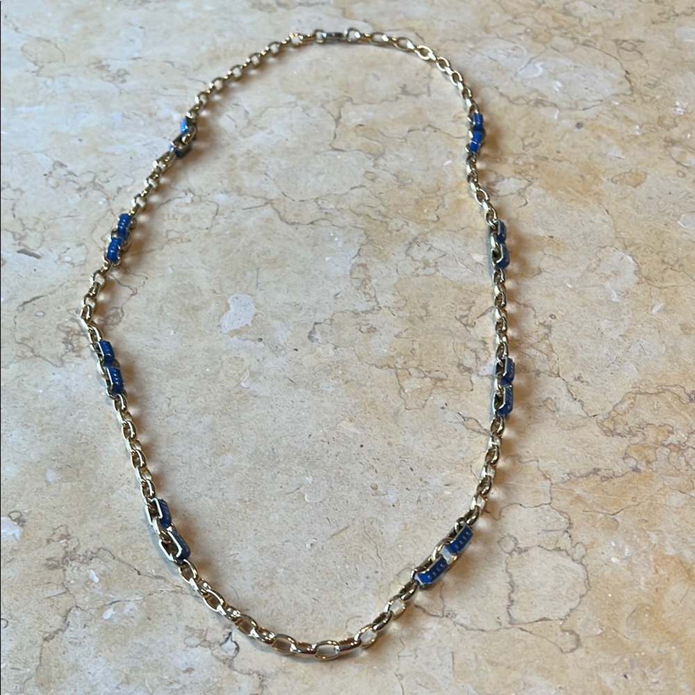 Elegant Gold and Blue Chain Necklace